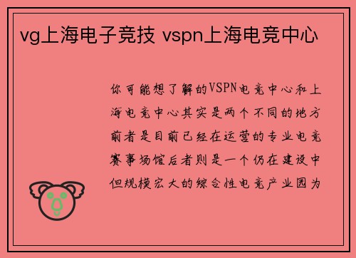 vg上海电子竞技 vspn上海电竞中心